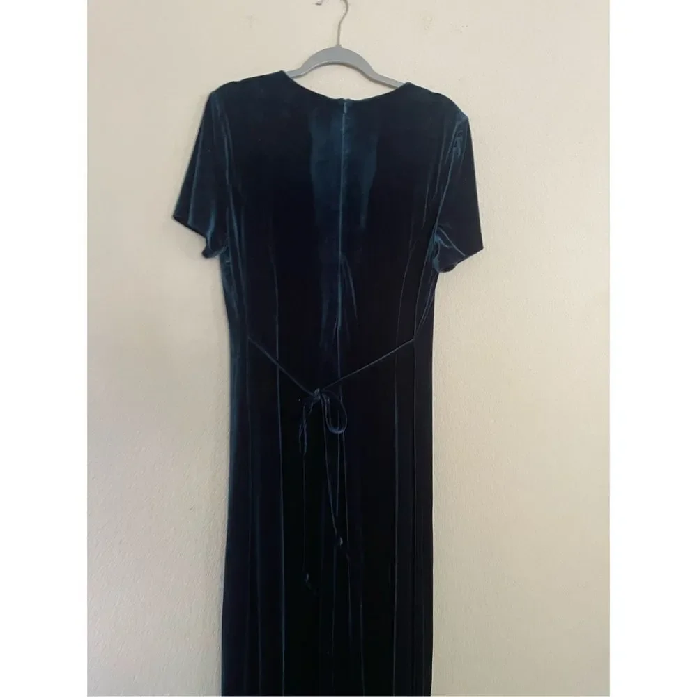 Vintage‎ 90s hunter green velour maxi dress size xl